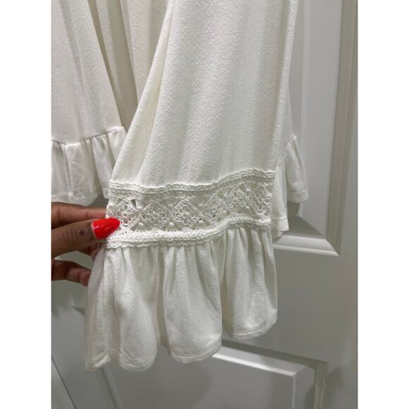 NWT Anthropologie Eri + Ali White Rayne Swing Top Long Sleeve Ruffle Hem Sz M - Picture 5 of 10